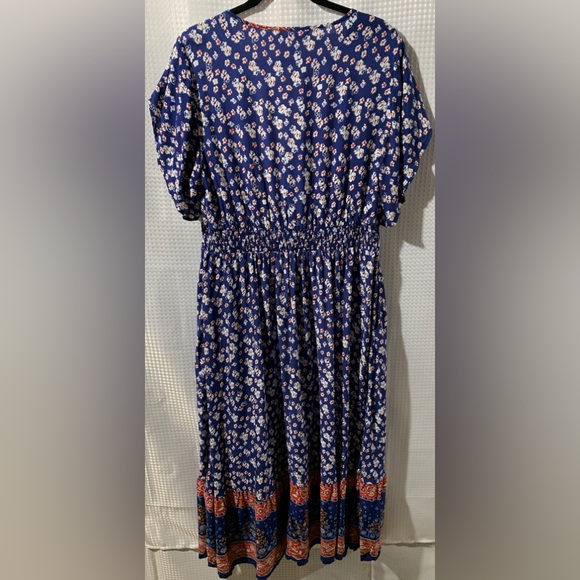 New W/O Tag14/16 1X BloomChic Blue Red Floral Split Ruffled Ties.Tag came off - Picture 4 of 10